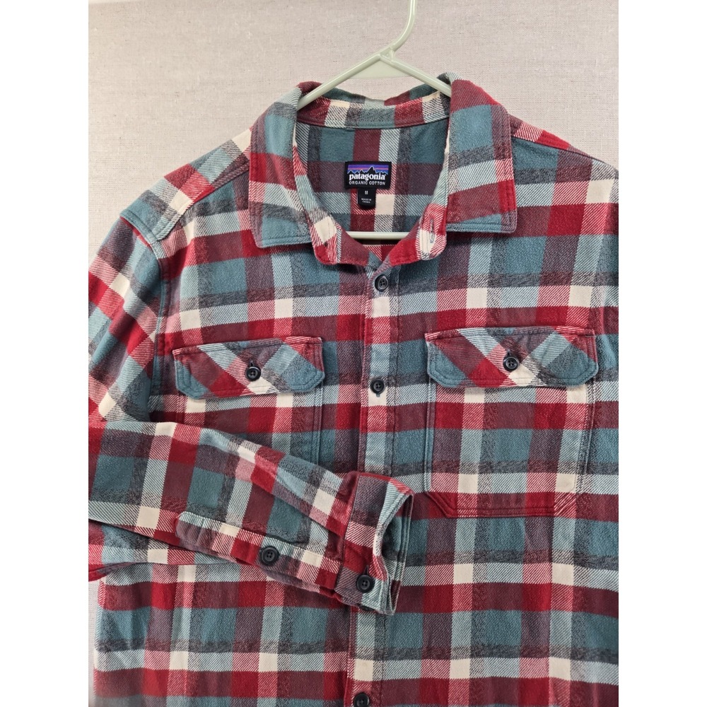Patagonia Men's Fjord Flannel Shirt Medium Observer Tasmanian Teal Plaid 53947